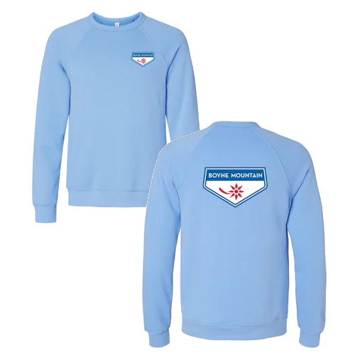 Boyne Mountain Adult Crewneck Full Color Chest and Back Logo Carolina Blue