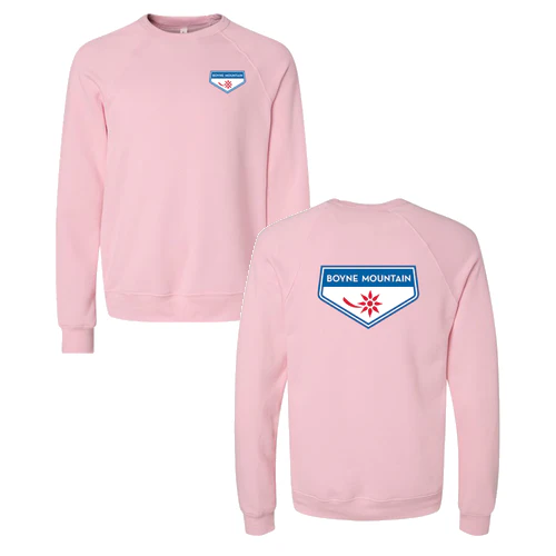 Boyne Mountain Adult Crewneck Full Color Chest and Back Logo Pink
