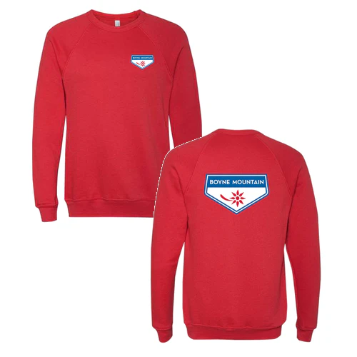 Boyne Mountain Adult Crewneck Full Color Chest and Back Logo Red