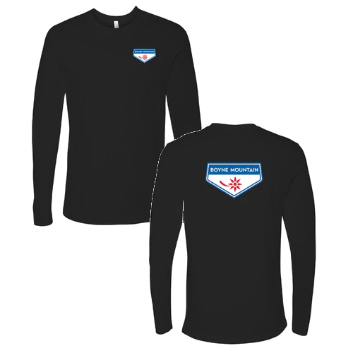 Boyne Mountain Adult Long Sleeve Full Color Chest and Back Logo Black