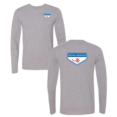 Boyne Mountain Adult Long Sleeve Full Color Chest and Back Logo Heather Grey