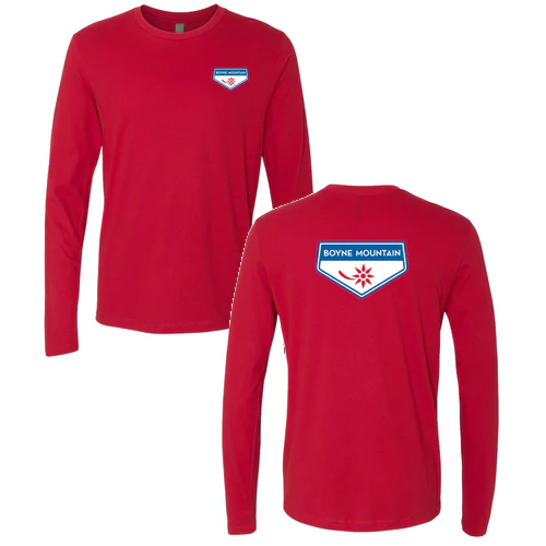 Boyne Mountain Adult Long Sleeve Full Color Chest and Back Logo Red