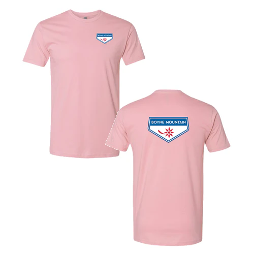 Boyne Mountain Adult T-Shirt Full Color Chest and Back Logo Light Pink
