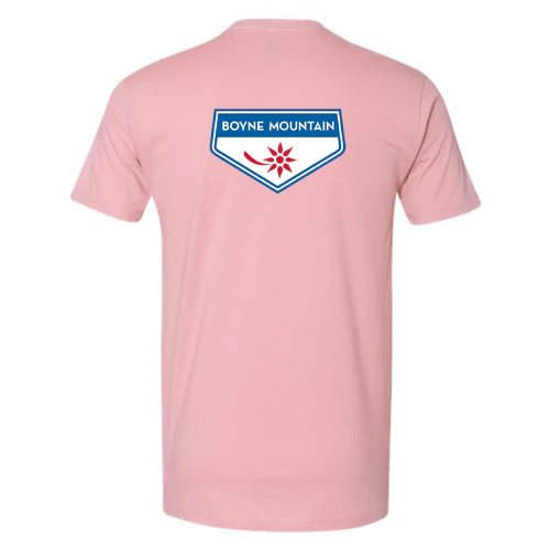 Boyne Mountain Adult T-Shirt Full Color Chest and Back Logo Light Pink - Image 4