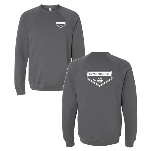 Boyne Mountain Adult Crewneck White Chest and Back Logo Asphalt