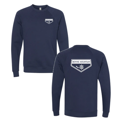 Boyne Mountain Adult Crewneck White Chest and Back Logo Navy