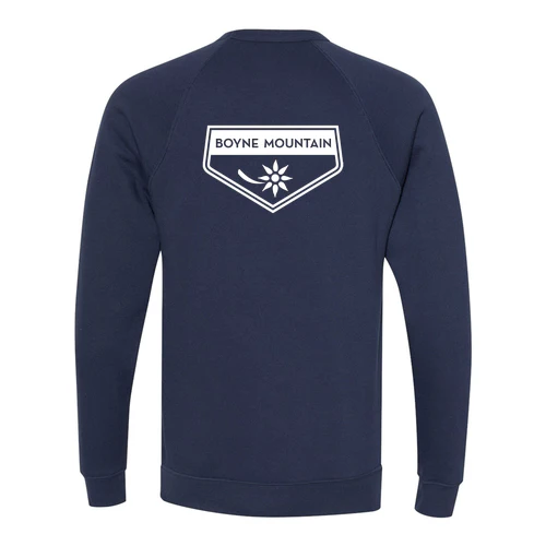Boyne Mountain Adult Crewneck White Chest and Back Logo Navy - Image 4