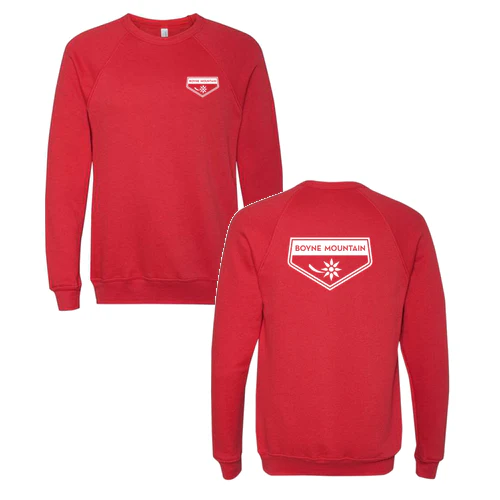 Boyne Mountain Adult Crewneck White Chest and Back Logo Red