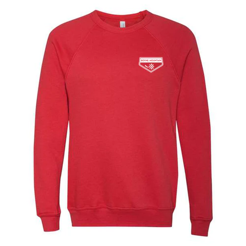 Boyne Mountain Adult Crewneck White Chest and Back Logo Red - Image 2