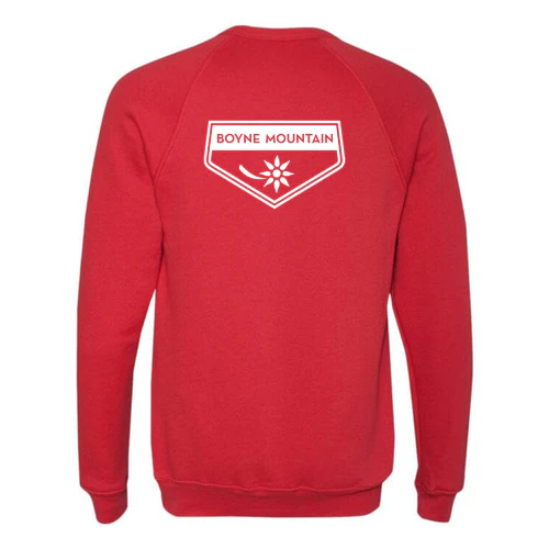Boyne Mountain Adult Crewneck White Chest and Back Logo Red - Image 4