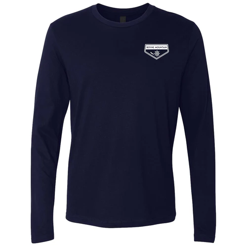 Boyne Mountain Adult Long Sleeve White Chest and Back Logo Midnight Navy - Image 2