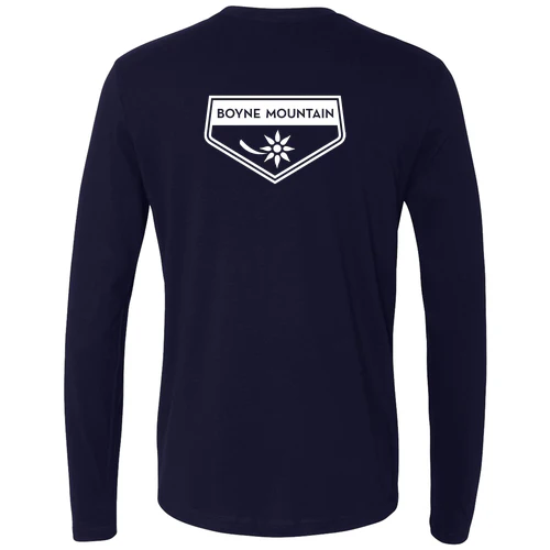 Boyne Mountain Adult Long Sleeve White Chest and Back Logo Midnight Navy - Image 4