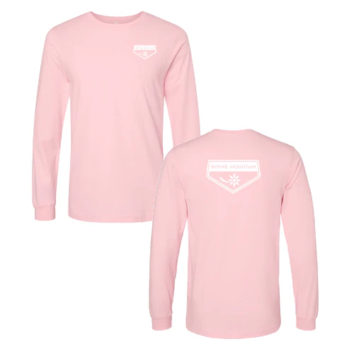 Boyne Mountain Adult Long Sleeve White Chest and Back Logo Pink