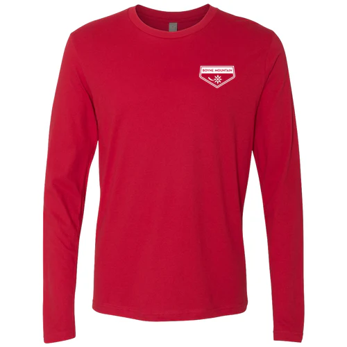 Boyne Mountain Adult Long Sleeve White Chest and Back Logo Red - Image 2