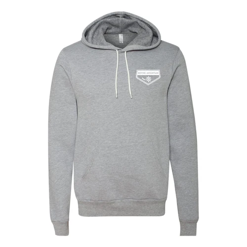 Boyne Mountain Adult Hoodie White Chest and Back Logo Athletic Heather - Image 2