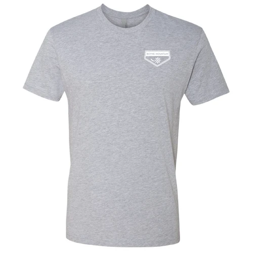 Boyne Mountain Adult T-Shirt White Chest and Back Logo Heather Grey - Image 2