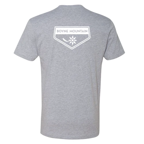 Boyne Mountain Adult T-Shirt White Chest and Back Logo Heather Grey - Image 4