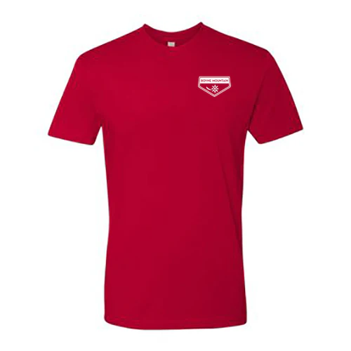 Boyne Mountain Adult T-Shirt White Chest and Back Logo Red - Image 2