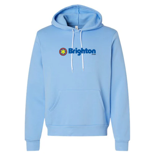 Brighton Adult Hoodie Full Color Chest Logo Carolina Blue