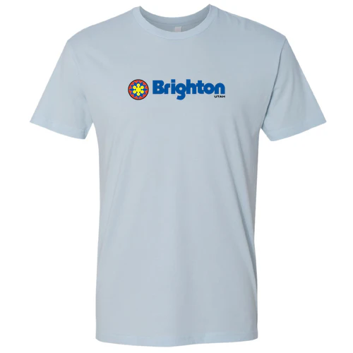 Brighton Adult T-Shirt Full Color Chest Logo Light Blue