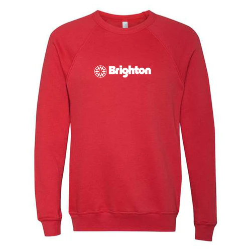 Brighton Adult Crewneck White Chest Logo Red