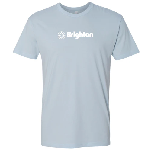 Brighton Adult T-Shirt White Chest Logo Light Blue