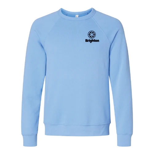 Brighton Adult Crewneck Black Chest and Back Logo Carolina Blue - Image 2