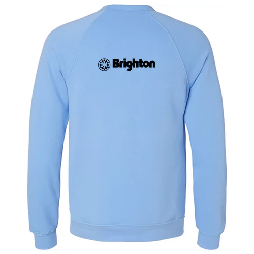 Brighton Adult Crewneck Black Chest and Back Logo Carolina Blue - Image 4