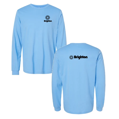 Brighton Adult Long Sleeve Black Chest and Back Logo Carolina Blue
