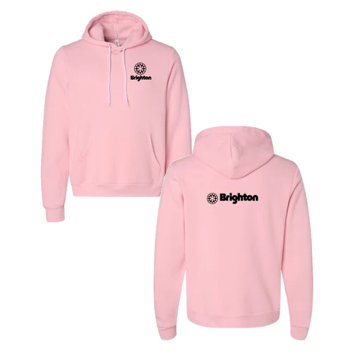 Brighton Adult Hoodie Black Chest and Back Logo Pink