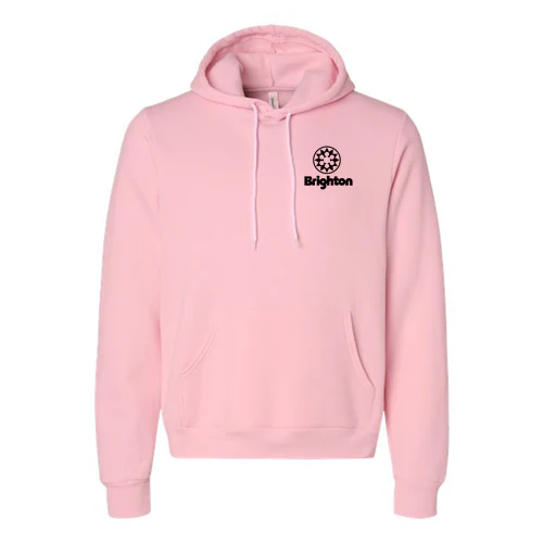 Brighton Adult Hoodie Black Chest and Back Logo Pink - Image 2