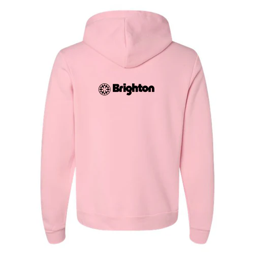 Brighton Adult Hoodie Black Chest and Back Logo Pink - Image 4