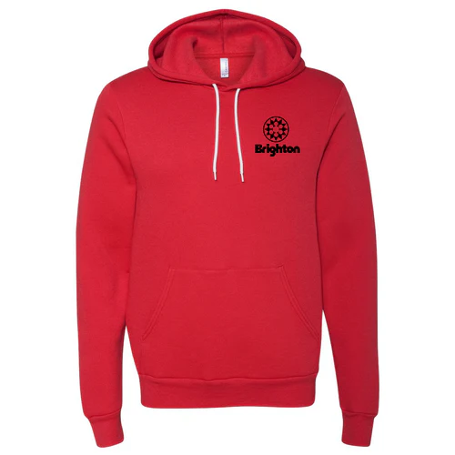 Brighton Adult Hoodie Black Chest and Back Logo Red - Image 2