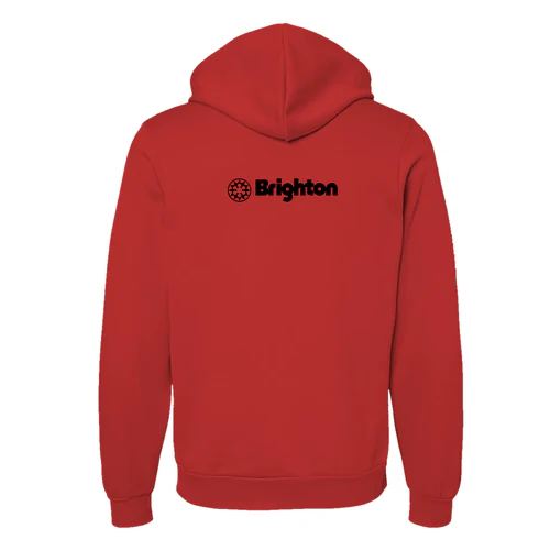 Brighton Adult Hoodie Black Chest and Back Logo Red - Image 4