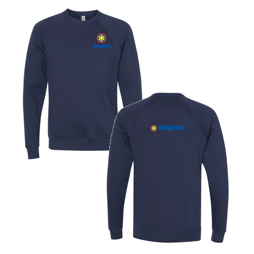 Brighton Adult Crewneck Full Color Chest and Back Logo Navy