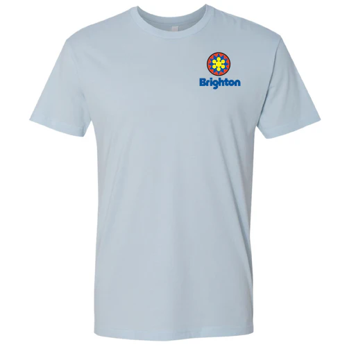 Brighton Adult T-Shirt Full Color Chest and Back Logo Light Blue - Image 2