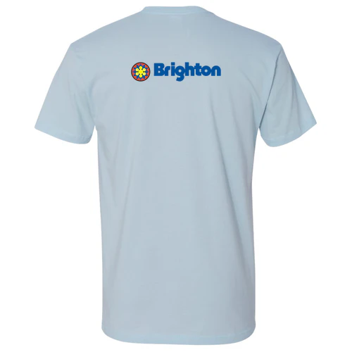 Brighton Adult T-Shirt Full Color Chest and Back Logo Light Blue - Image 4