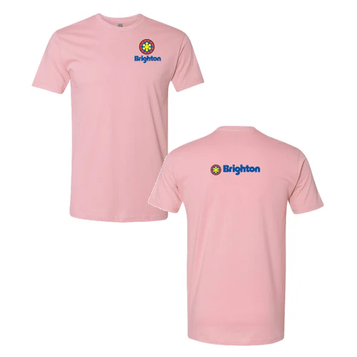 Brighton Adult T-Shirt Full Color Chest and Back Logo Light Pink