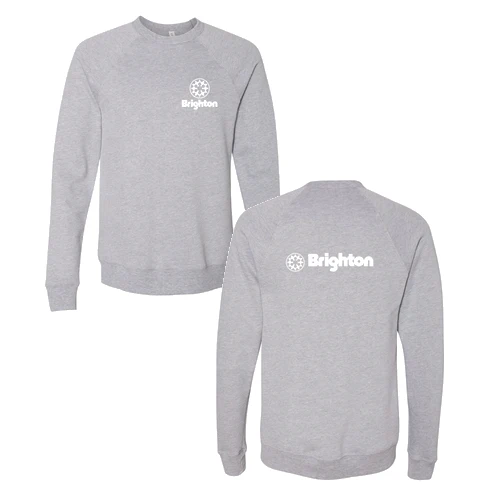 Brighton Adult Crewneck White Chest and Back Logo Athletic Heather