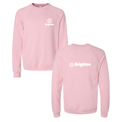 Brighton Adult Crewneck White Chest and Back Logo Pink