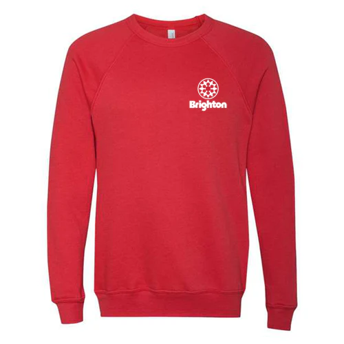 Brighton Adult Crewneck White Chest and Back Logo Red - Image 2