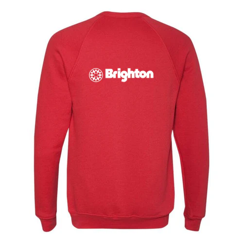 Brighton Adult Crewneck White Chest and Back Logo Red - Image 4