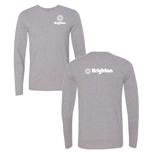 Brighton Adult Long Sleeve White Chest and Back Logo Heather Grey