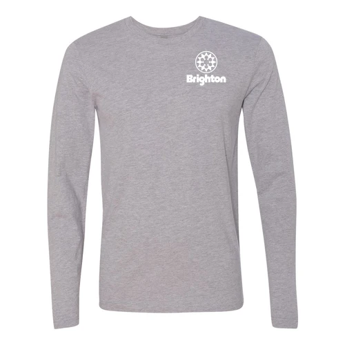Brighton Adult Long Sleeve White Chest and Back Logo Heather Grey - Image 2