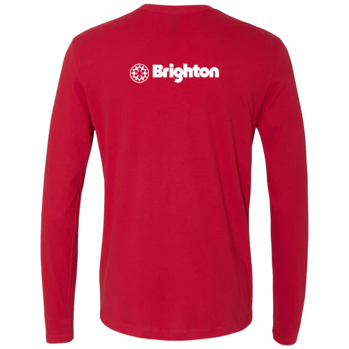 Brighton Adult Long Sleeve White Chest and Back Logo Red - Image 4