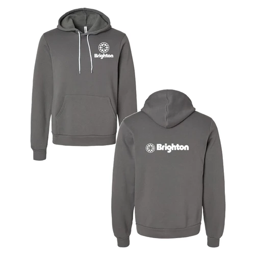 Brighton Adult Hoodie White Chest and Back Logo Asphalt