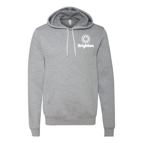 Brighton Adult Hoodie White Chest and Back Logo Athletic Heather - Image 2