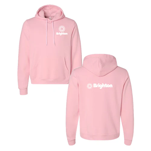 Brighton Adult Hoodie White Chest and Back Logo Pink