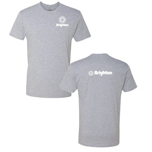 Brighton Adult T-Shirt White Chest and Back Logo Heather Grey
