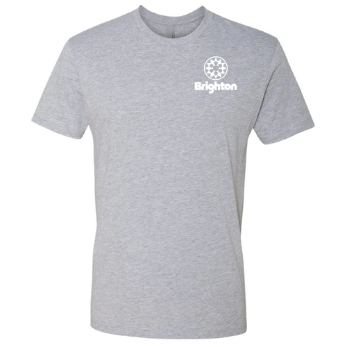 Brighton Adult T-Shirt White Chest and Back Logo Heather Grey - Image 2